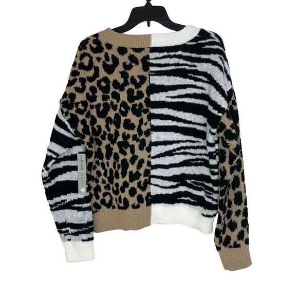 Absolutely Famous Multicolor Animal Print V-Neck Pullover Sweater Size XL NWT - Picture 2 of 9